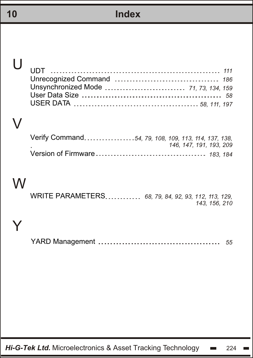 IndexHi-G-Tek Ltd. Microelectronics &amp; Asset Tracking Technology 22410UUDTUnrecognized CommandUnsynchronized ModeUser Data SizeUSER DATAVerify Command.Version of FirmwareVWRITE PARAMETERSYARD Management WY11118671, 73, 134, 15958, 111, 19754, 79, 108, 109, 113, 114, 137, 138, 146, 147, 191, 193, 20968, 79, 84, 92, 93, 112, 113, 129, 143, 156, 21055183, 18458