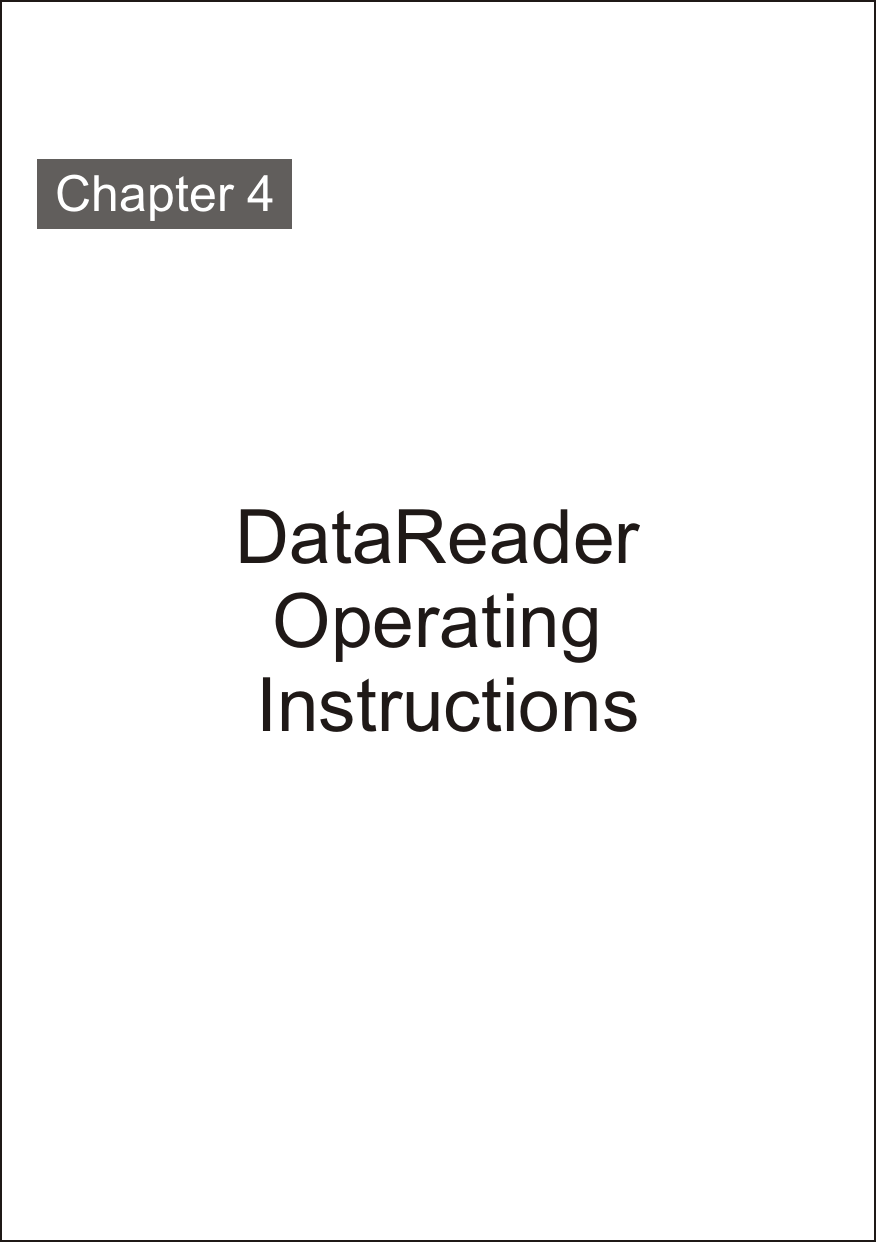 DataReaderOperating InstructionsChapter 4