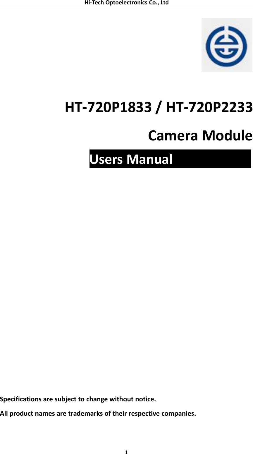 Hi Tech Optoelectronics HT720P1833 2.4G WiFi video transmitter module