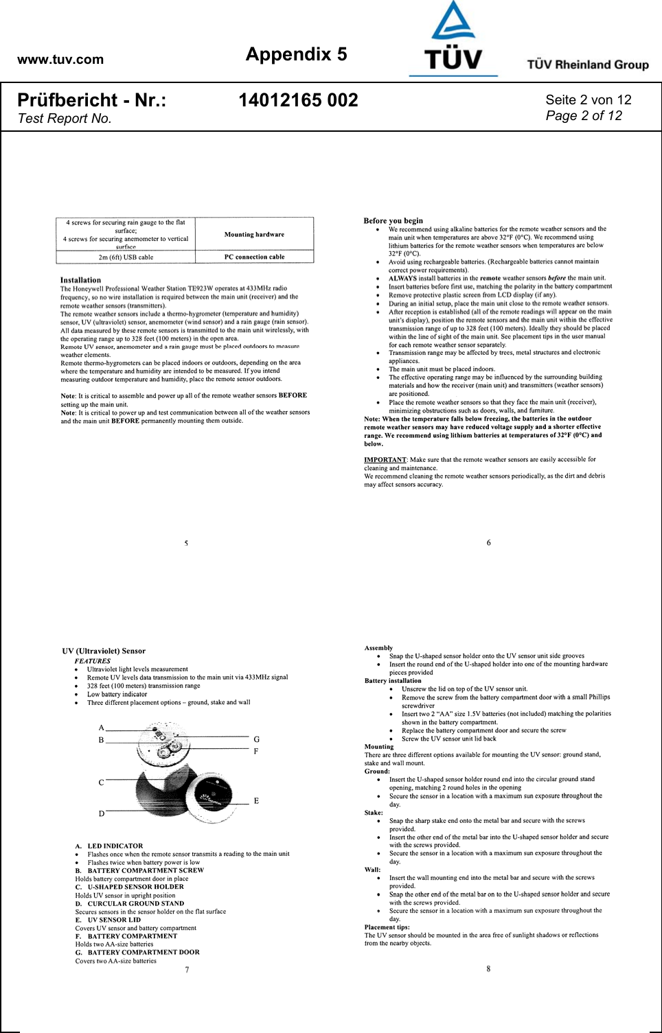 www.tuv.com Appendix 5 Prüfbericht - Nr.: Test Report No. 14012165 002  Seite 2 von 12 Page 2 of 12   