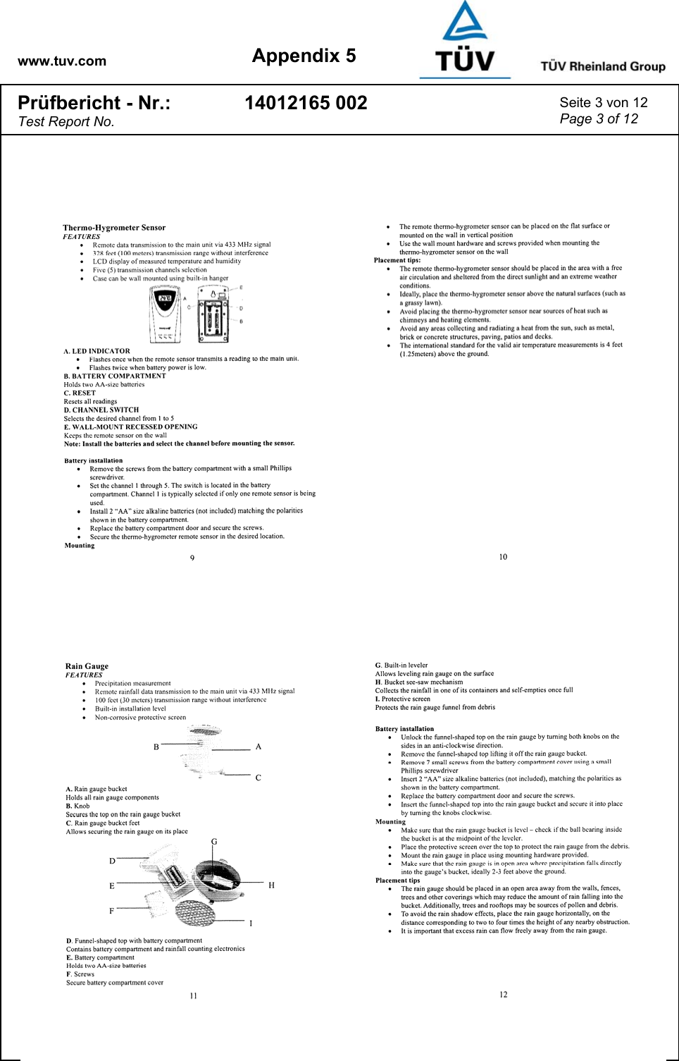 www.tuv.com Appendix 5 Prüfbericht - Nr.: Test Report No. 14012165 002  Seite 3 von 12 Page 3 of 12   