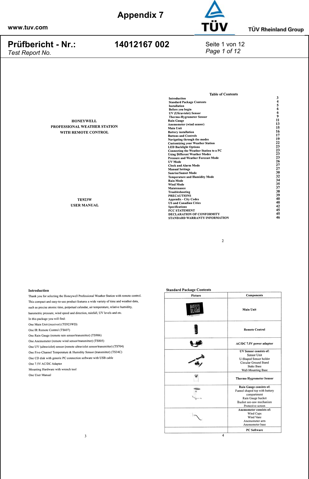    www.tuv.com  Appendix 7 Prüfbericht - Nr.: Test Report No. 14012167 002  Seite 1 von 12 Page 1 of 12  