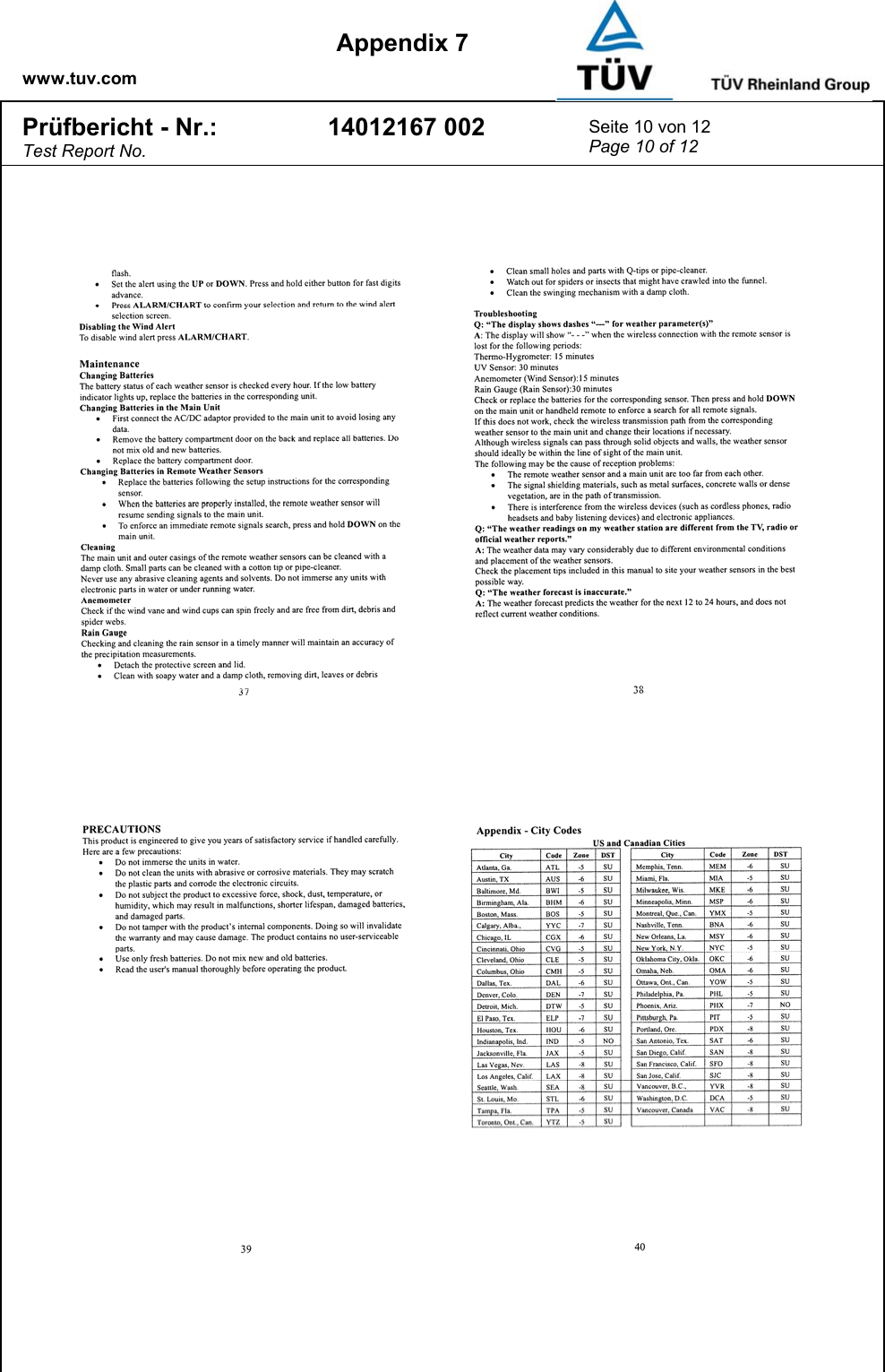    www.tuv.com  Appendix 7 Prüfbericht - Nr.: Test Report No. 14012167 002  Seite 10 von 12 Page 10 of 12  
