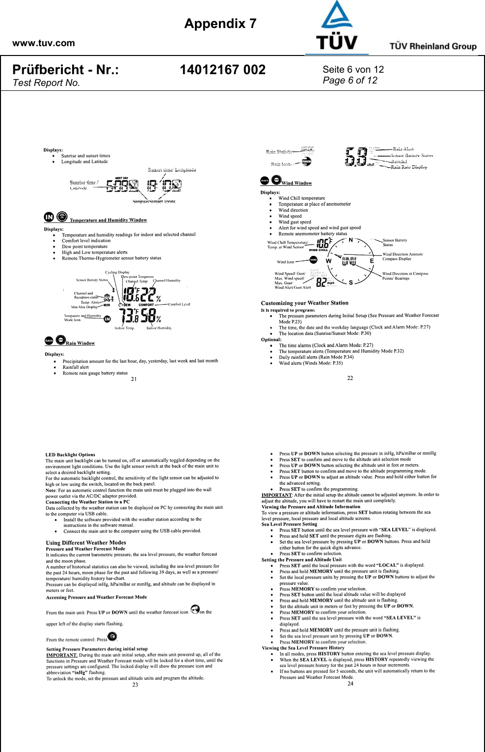    www.tuv.com  Appendix 7 Prüfbericht - Nr.: Test Report No. 14012167 002  Seite 6 von 12 Page 6 of 12  