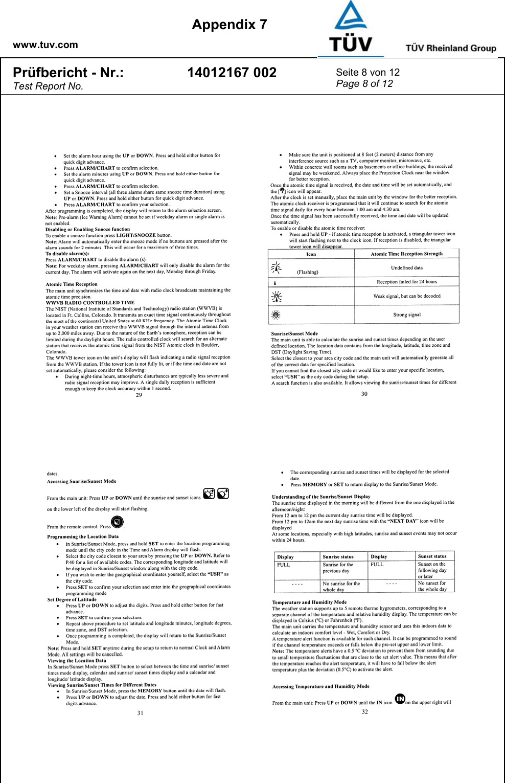    www.tuv.com  Appendix 7 Prüfbericht - Nr.: Test Report No. 14012167 002  Seite 8 von 12 Page 8 of 12  