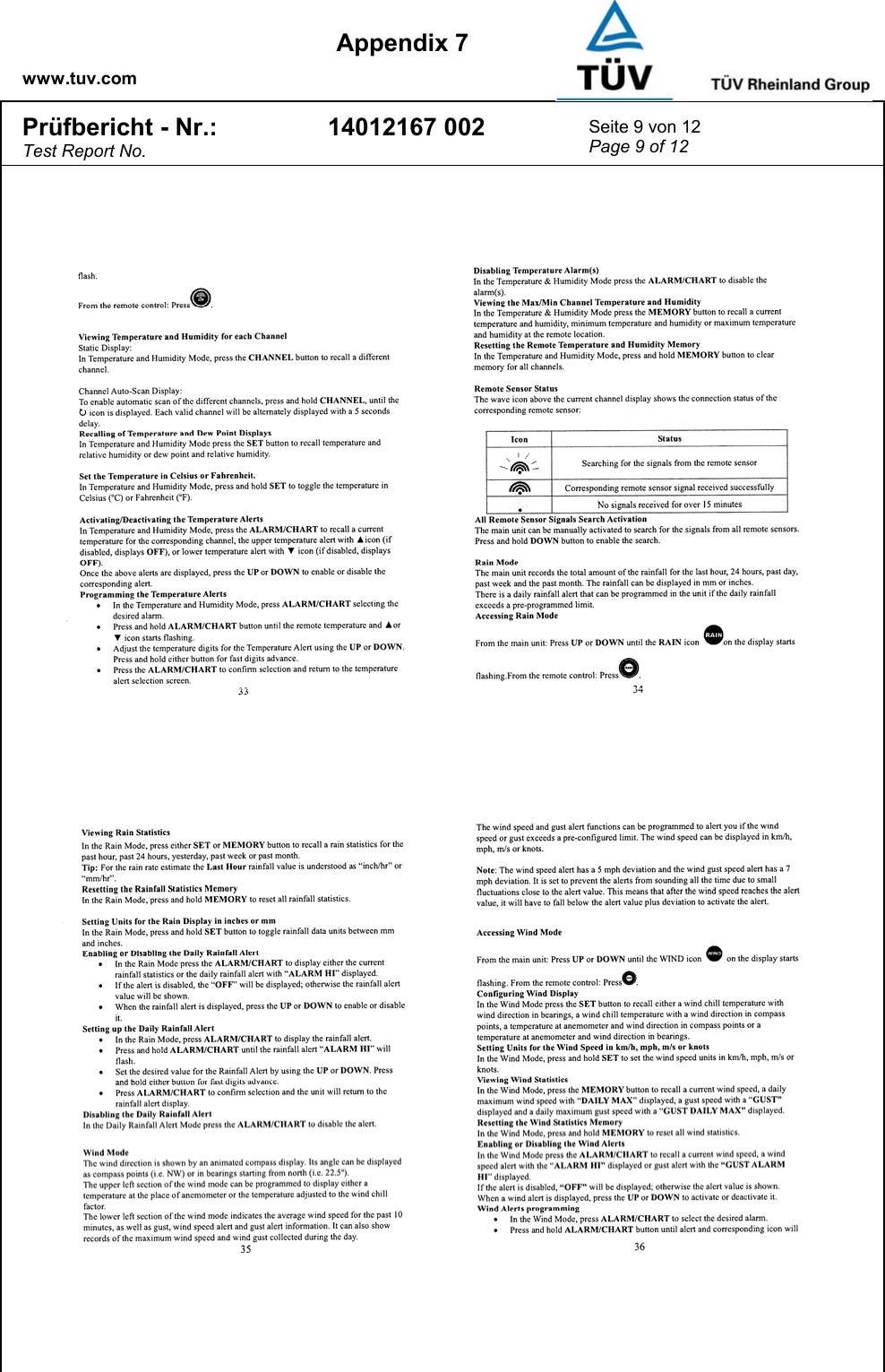    www.tuv.com  Appendix 7 Prüfbericht - Nr.: Test Report No. 14012167 002  Seite 9 von 12 Page 9 of 12  