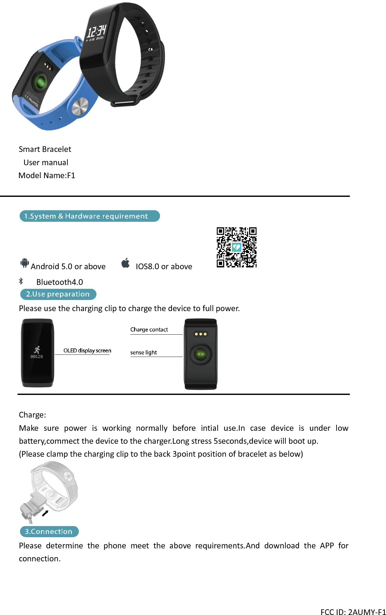 Higher Technology F1 smart bracelet User Manual