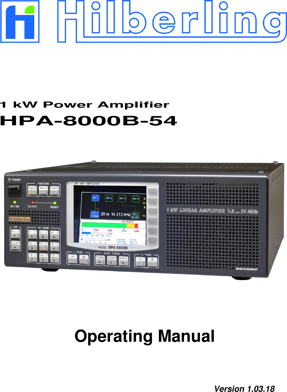 Hilberling RF Laboratories HPA8000B54 Amateur Radio Power Amplifier 1