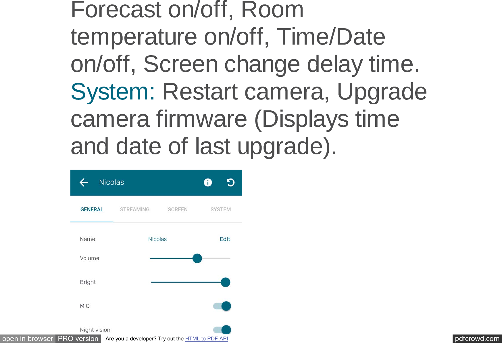 pdfcrowd.comopen in browser PRO version Are you a developer? Try out the HTML to PDF API)RUHFDVWRQRII5RRPWHPSHUDWXUHRQRII7LPH'DWHRQRII6FUHHQFKDQJHGHOD\WLPH6\VWHP5HVWDUWFDPHUD8SJUDGHFDPHUDILUPZDUH'LVSOD\VWLPHDQGGDWHRIODVWXSJUDGH