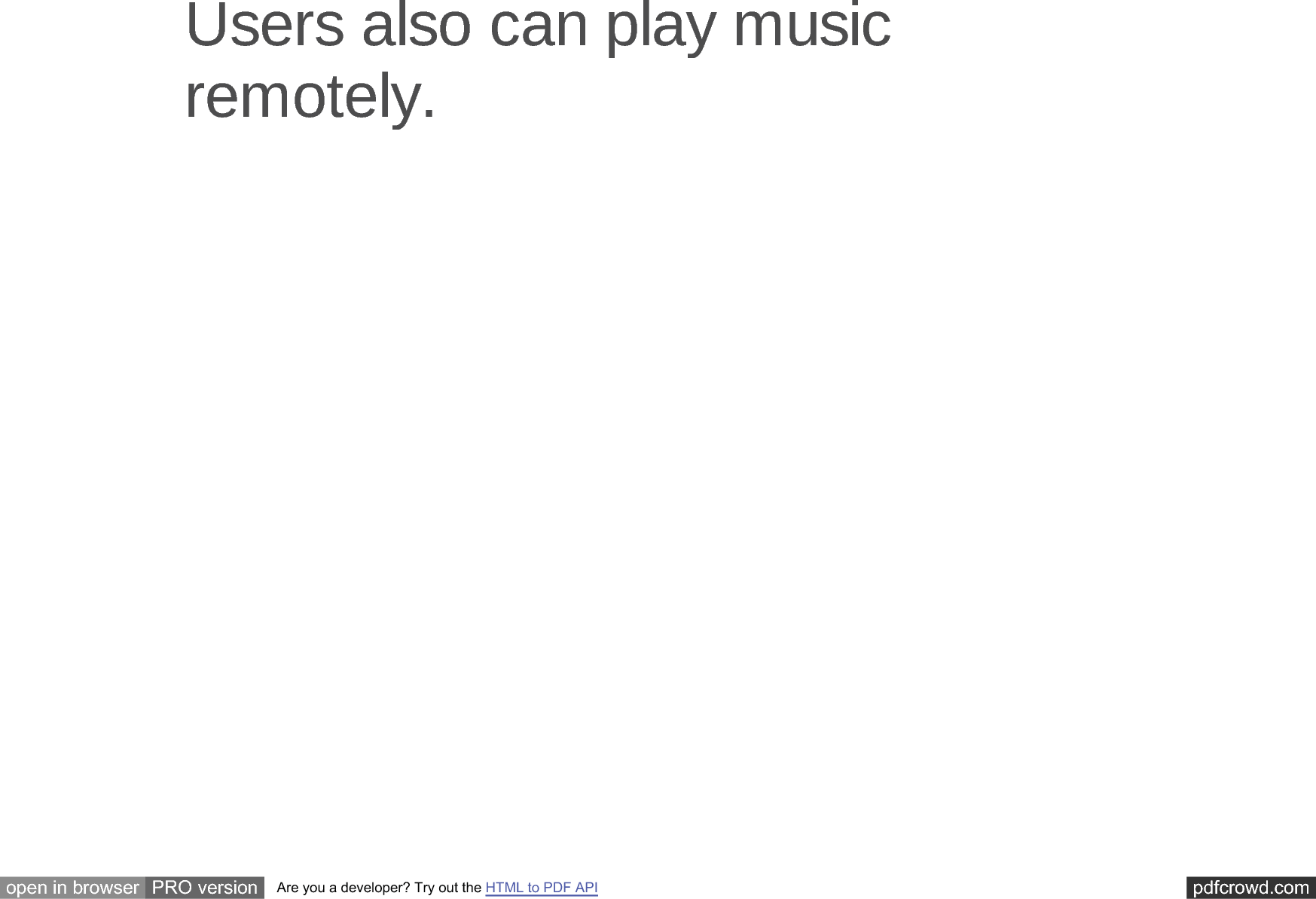 pdfcrowd.comopen in browser PRO version Are you a developer? Try out the HTML to PDF API8VHUVDOVRFDQSOD\PXVLFUHPRWHO\