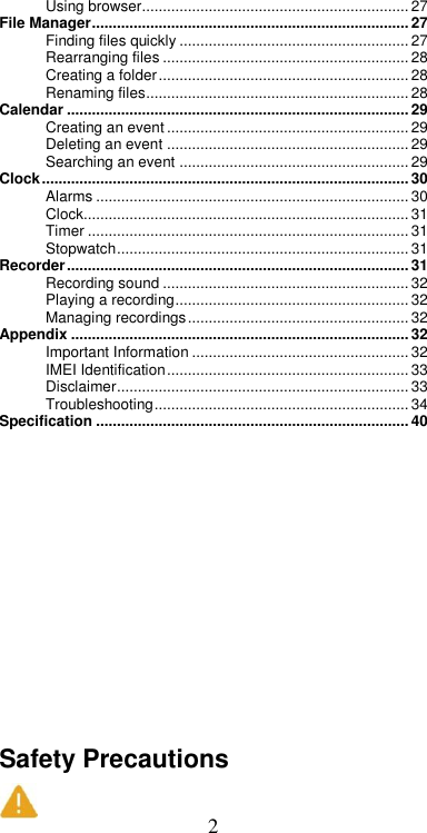 Page 3 of Hisense F23PLUS Mobile Phone User Manual