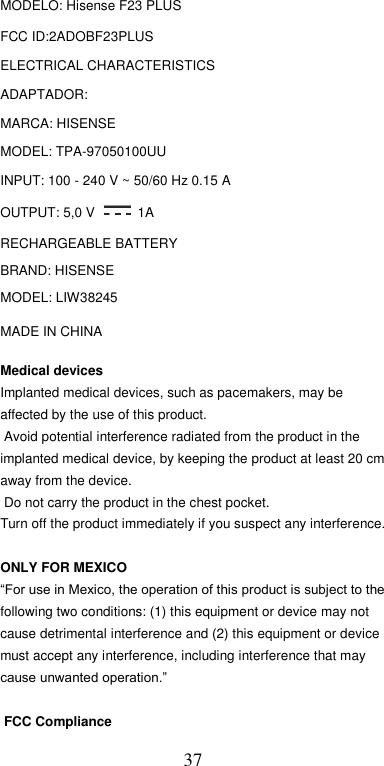 Page 38 of Hisense F23PLUS Mobile Phone User Manual