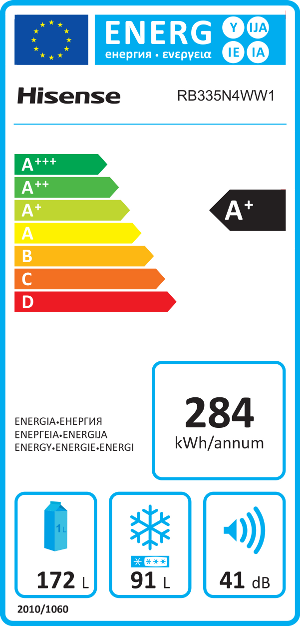 Page 1 of 1 - BCD-260WYRHC4(HAD1)能源标签-4050448-B版  RB335N4WW1-Energy-Label