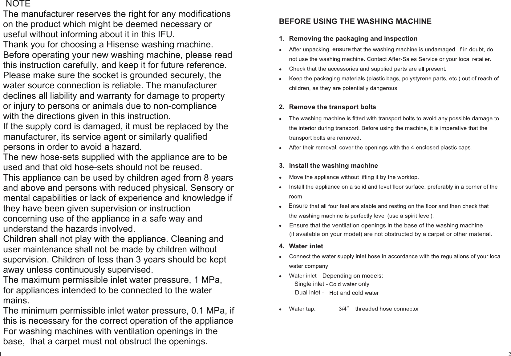 Page 3 of 11 - W10511590-A-说明书-XQG70-HA1224  WFHV6012-User-Manual