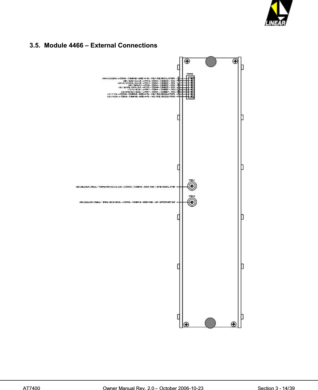 AT7400 Owner Manual Rev. 2.0 – October 2006-10-23 Section 3 - 14/393.5. Module 4466 – External Connections