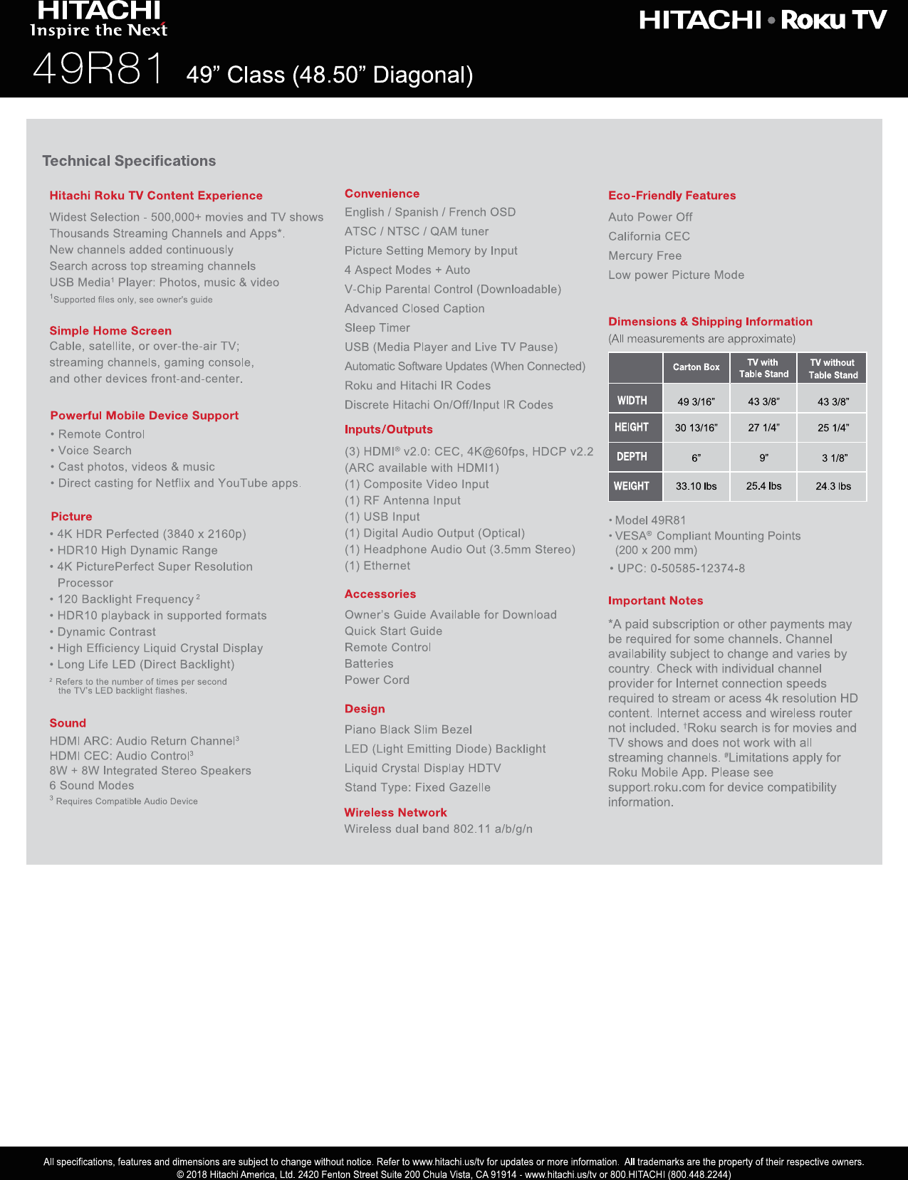 Page 2 of 2 - Hitachi 49R81_Hitachi_mss Specification 49R81