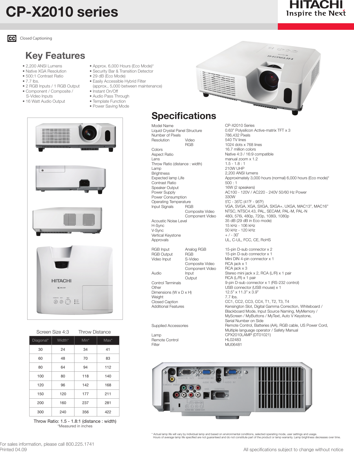 Hitachi Cp X2010 Users Manual