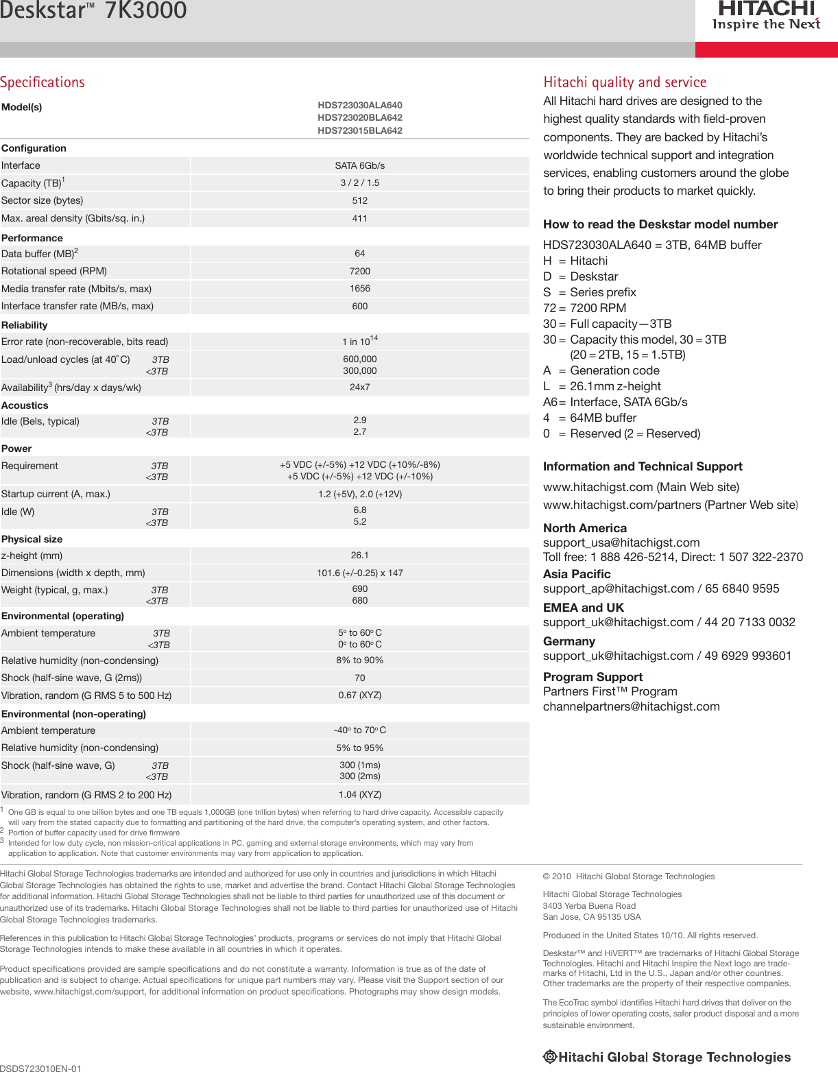 Page 2 of 2 - Hitachi Hitachi-Deskstar-7K3000-Users-Manual- HGST Deskstar 7K3000  Hitachi-deskstar-7k3000-users-manual