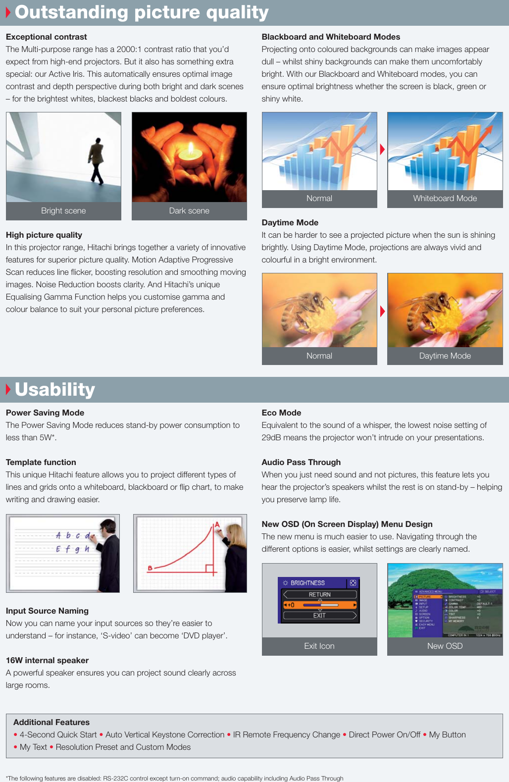 Hitachi Projector Cp X2510En Users Manual X2510_X3010_Brochure_UK