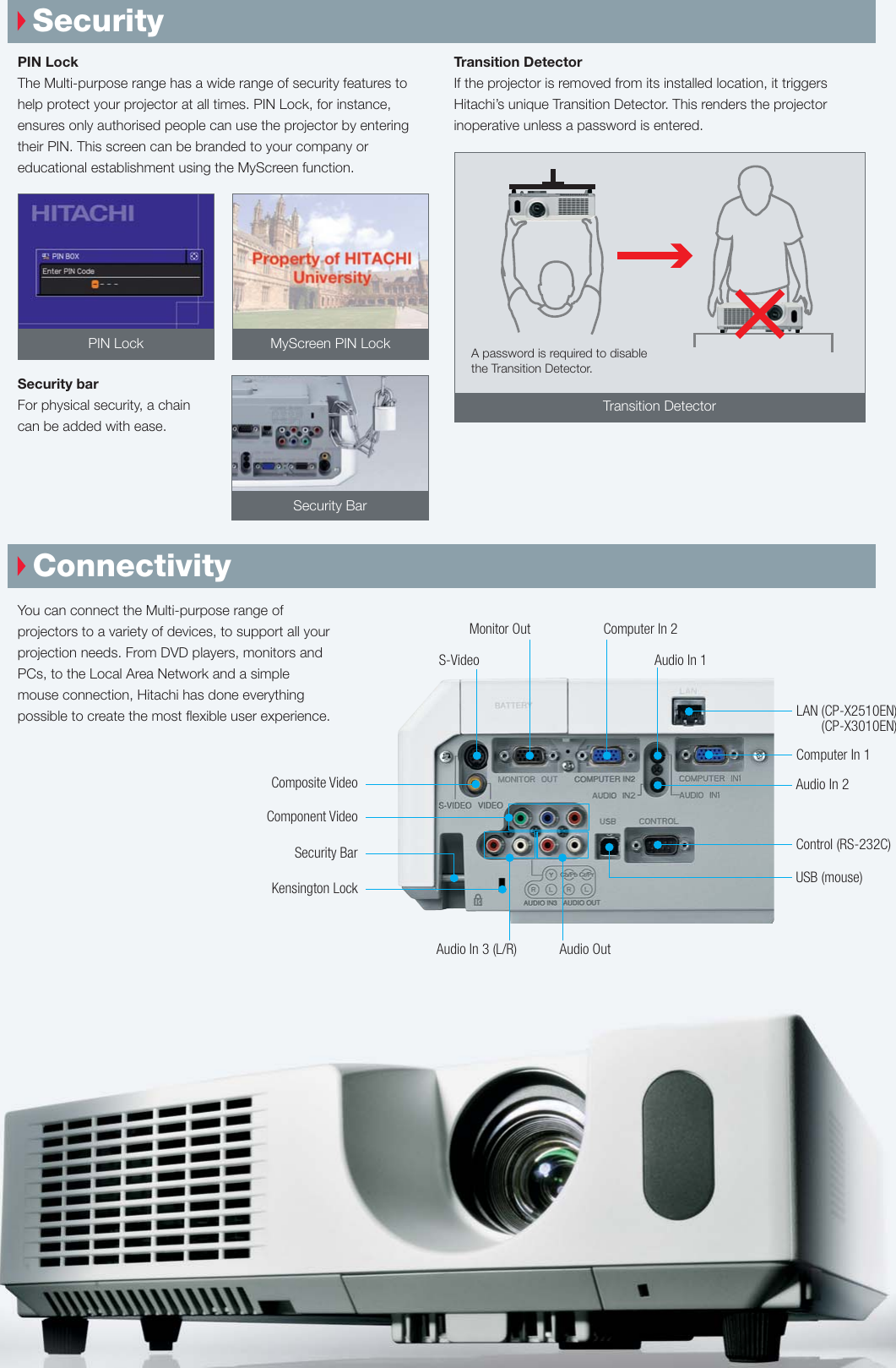 Hitachi Projector Cp X2510En Users Manual X2510_X3010_Brochure_UK