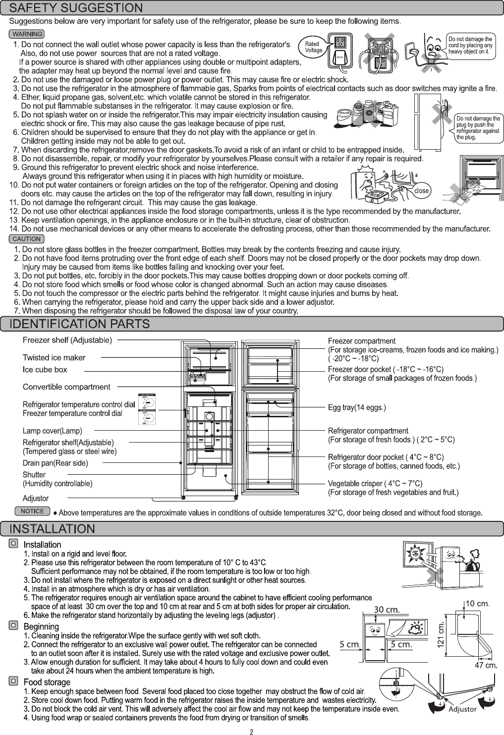 Page 2 of 4 - Hitachi Hitachi-Refrigerator-R-T310Ems-Users-Manual- AW_HRPK0136A_INST-B-290L-DX_P1  Hitachi-refrigerator-r-t310ems-users-manual