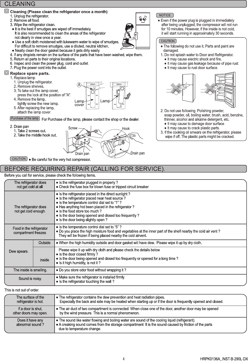 Page 4 of 4 - Hitachi Hitachi-Refrigerator-R-T310Ems-Users-Manual- AW_HRPK0136A_INST-B-290L-DX_P1  Hitachi-refrigerator-r-t310ems-users-manual