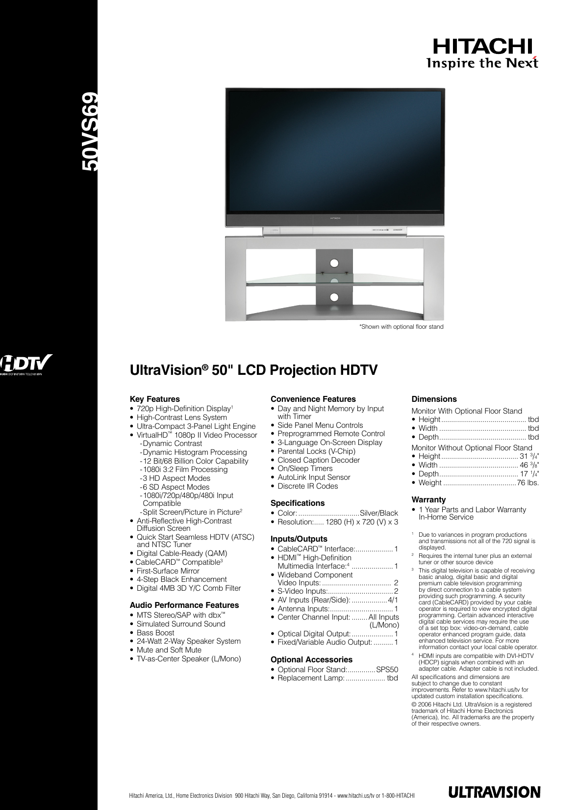Page 1 of 1 - Hitachi Hitachi-Ultravision-50Vs69-Users-Manual-  Hitachi-ultravision-50vs69-users-manual