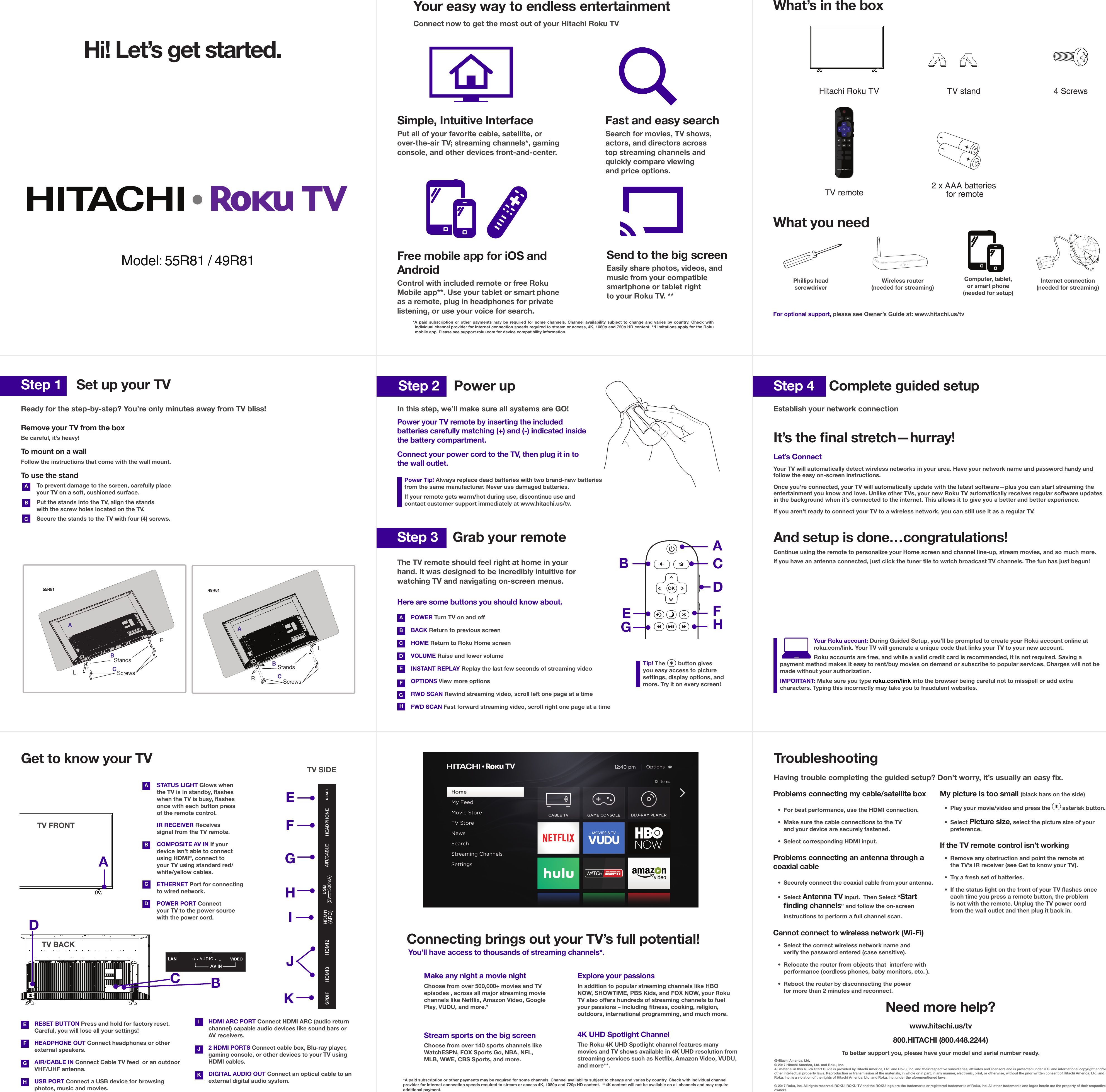 Page 1 of 1 - Hitachi  Quick Start Guide QSG Roku R81 11292017 R1