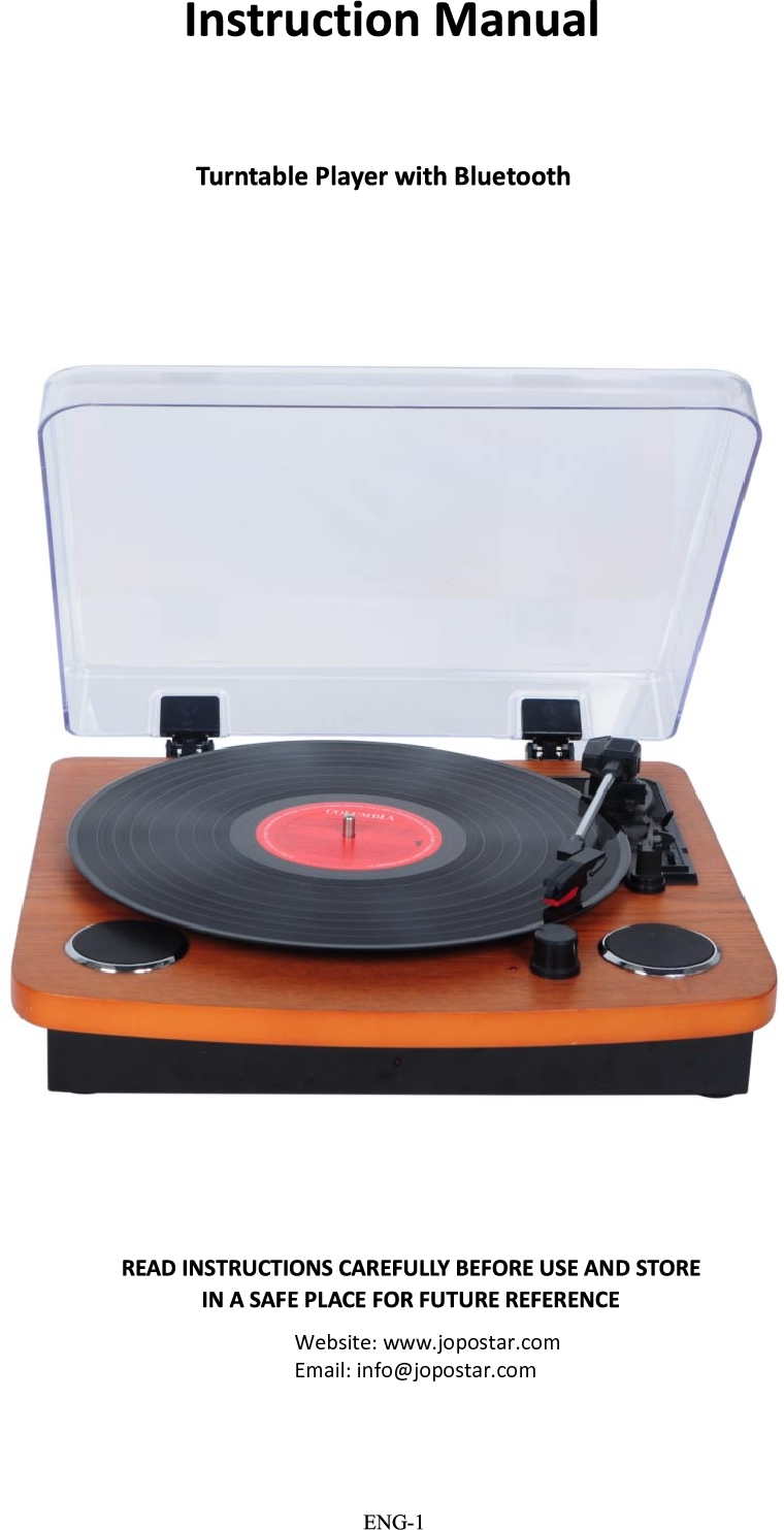 Hitek Group TURNTABLE Turntable User Manual jopostar turntable with bt