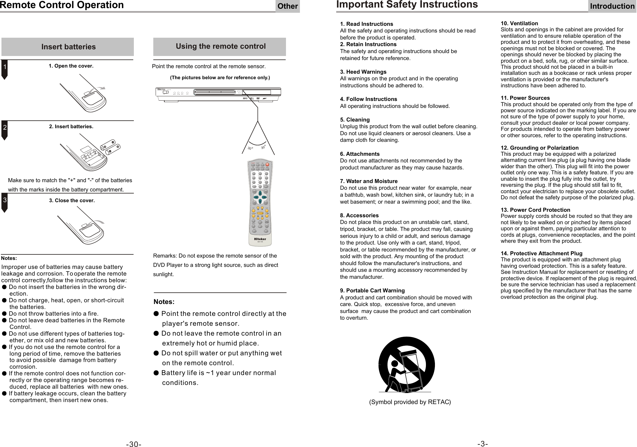 Page 4 of 10 - Hiteker Hiteker-Hiteker-Dvd-Player-Sdv-150-Users-Manual- SDV-150×¿È»ËµÃ÷Êé  Hiteker-hiteker-dvd-player-sdv-150-users-manual