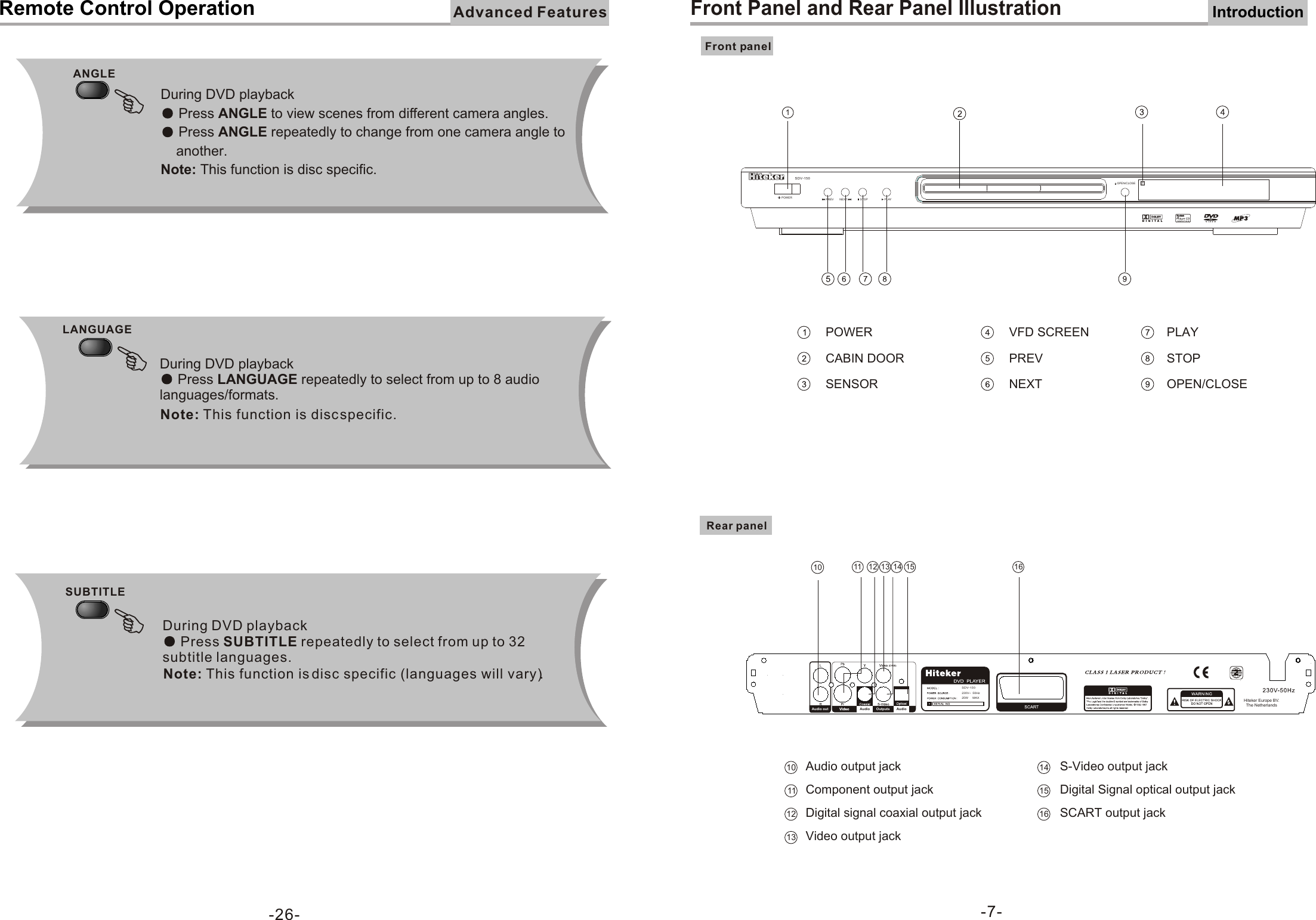 Page 8 of 10 - Hiteker Hiteker-Hiteker-Dvd-Player-Sdv-150-Users-Manual- SDV-150×¿È»ËµÃ÷Êé  Hiteker-hiteker-dvd-player-sdv-150-users-manual