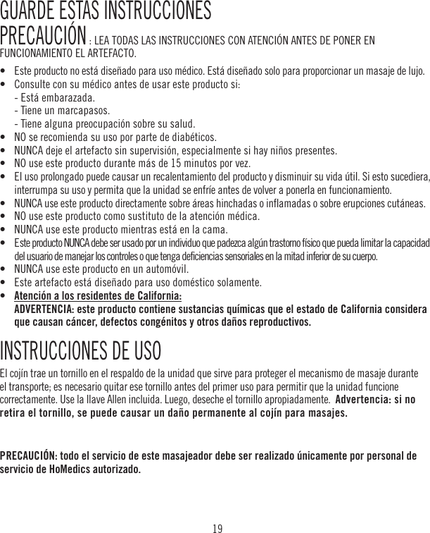 Page 19 of HoMedics MCS1000H Shiatsu Cushion User Manual 