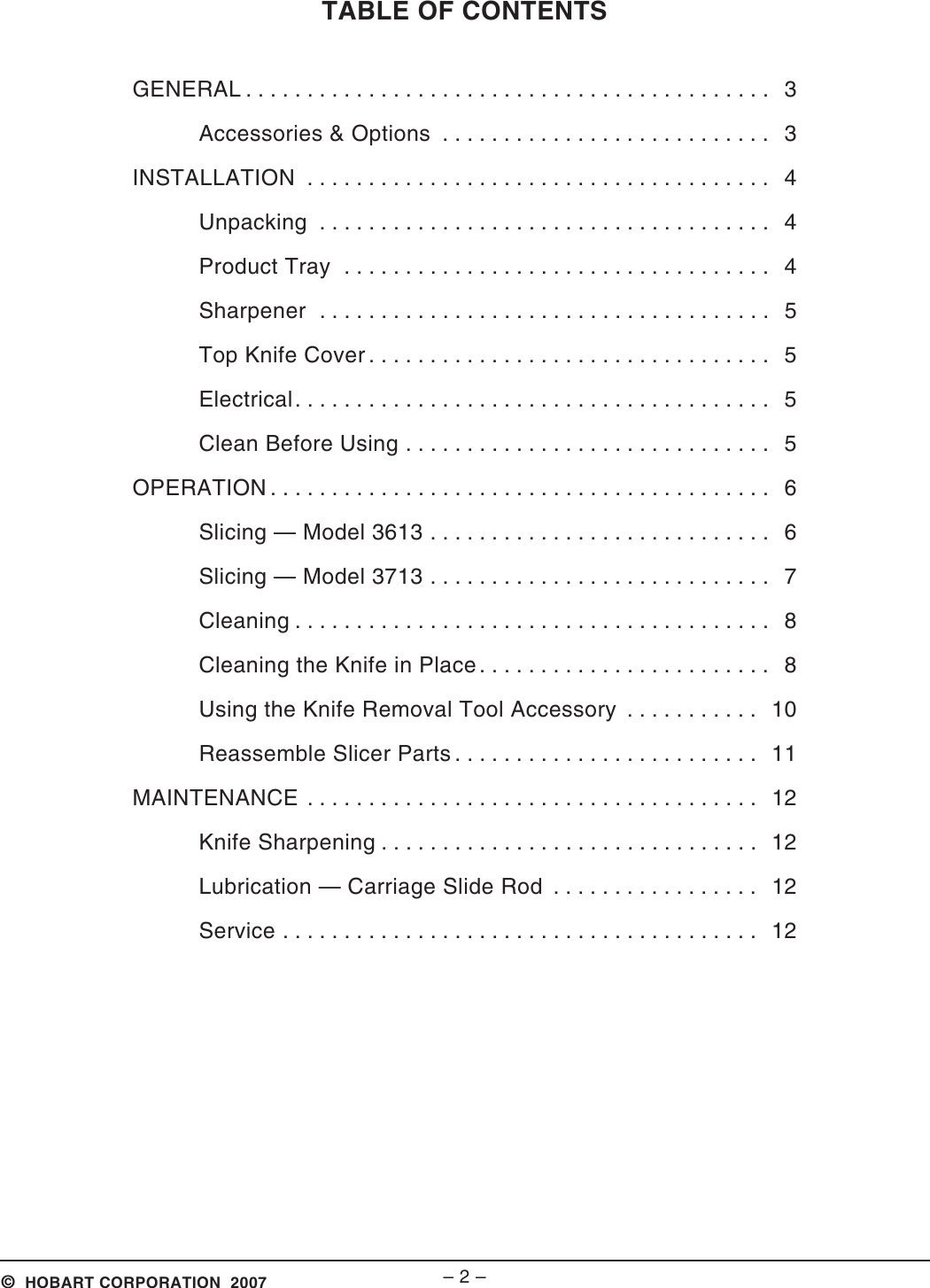Page 2 of 12 - Hobart Hobart-3613-And-3713-Users-Manual-  Hobart-3613-and-3713-users-manual