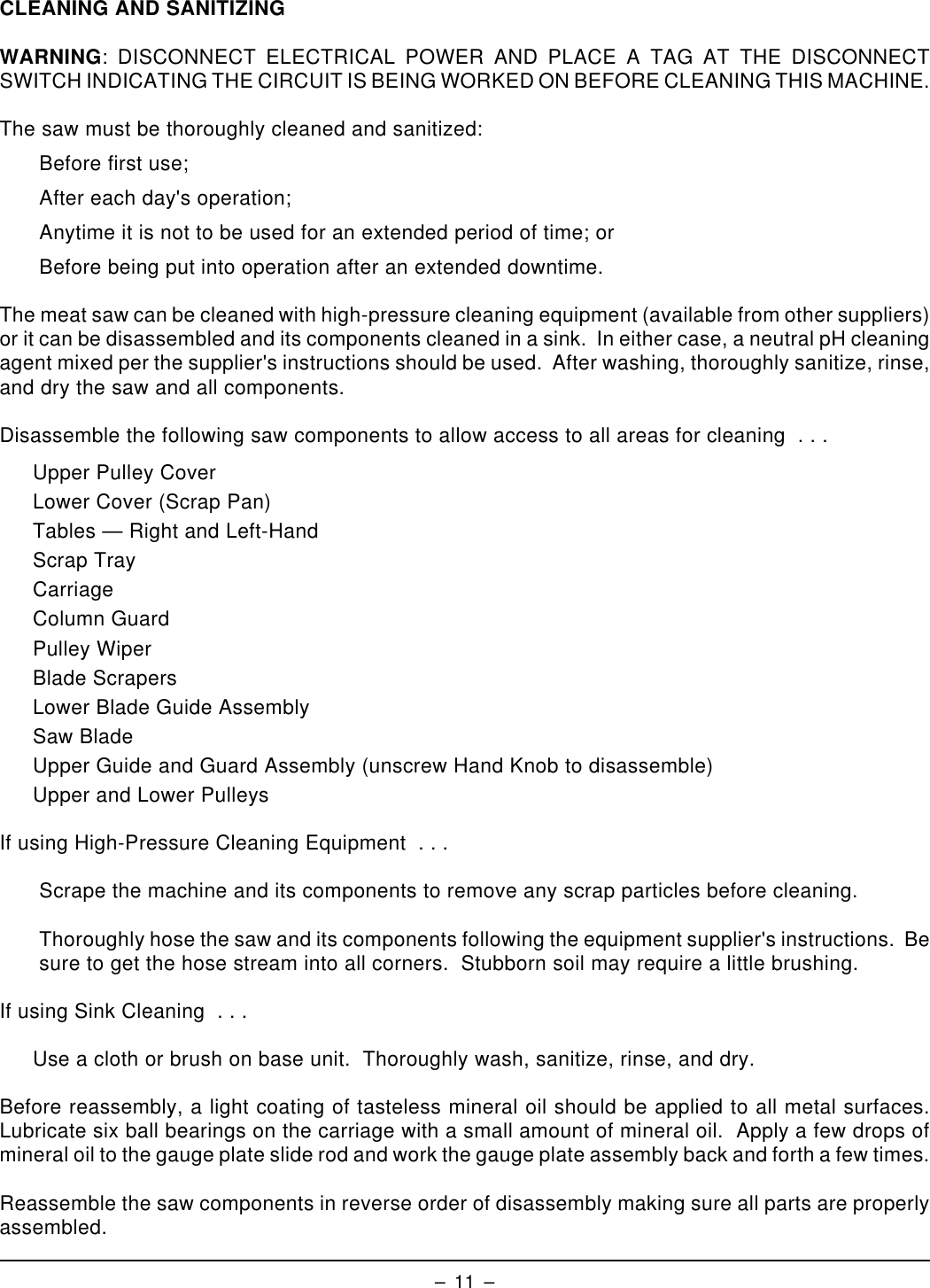 Page 11 of 12 - Hobart Hobart-5801-Users-Manual- F-16322 RevA 5801 Meat Saw  Hobart-5801-users-manual
