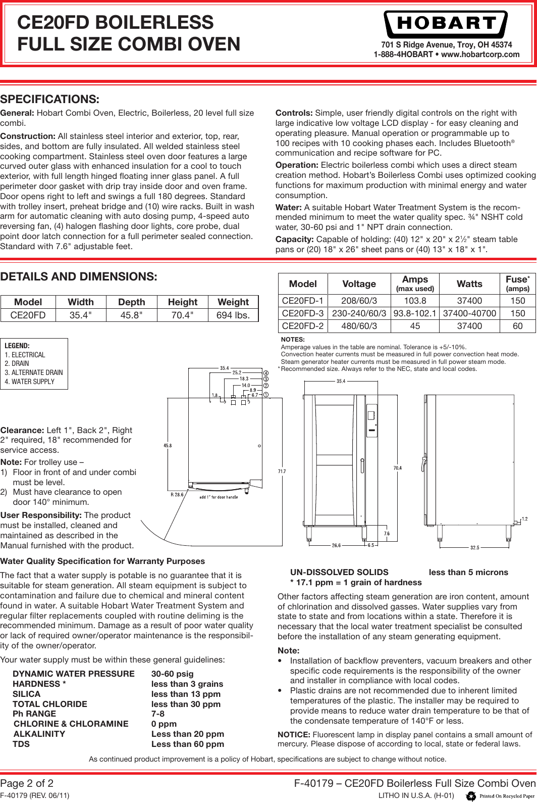 Page 2 of 2 - Hobart Hobart-Ce20Fd-Users-Manual-  Hobart-ce20fd-users-manual