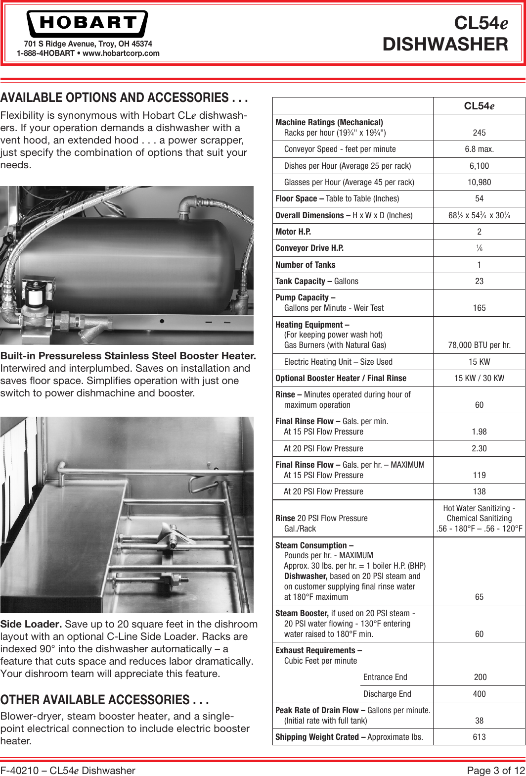 Page 3 of 12 - Hobart Hobart-Cl54E-Users-Manual-  Hobart-cl54e-users-manual