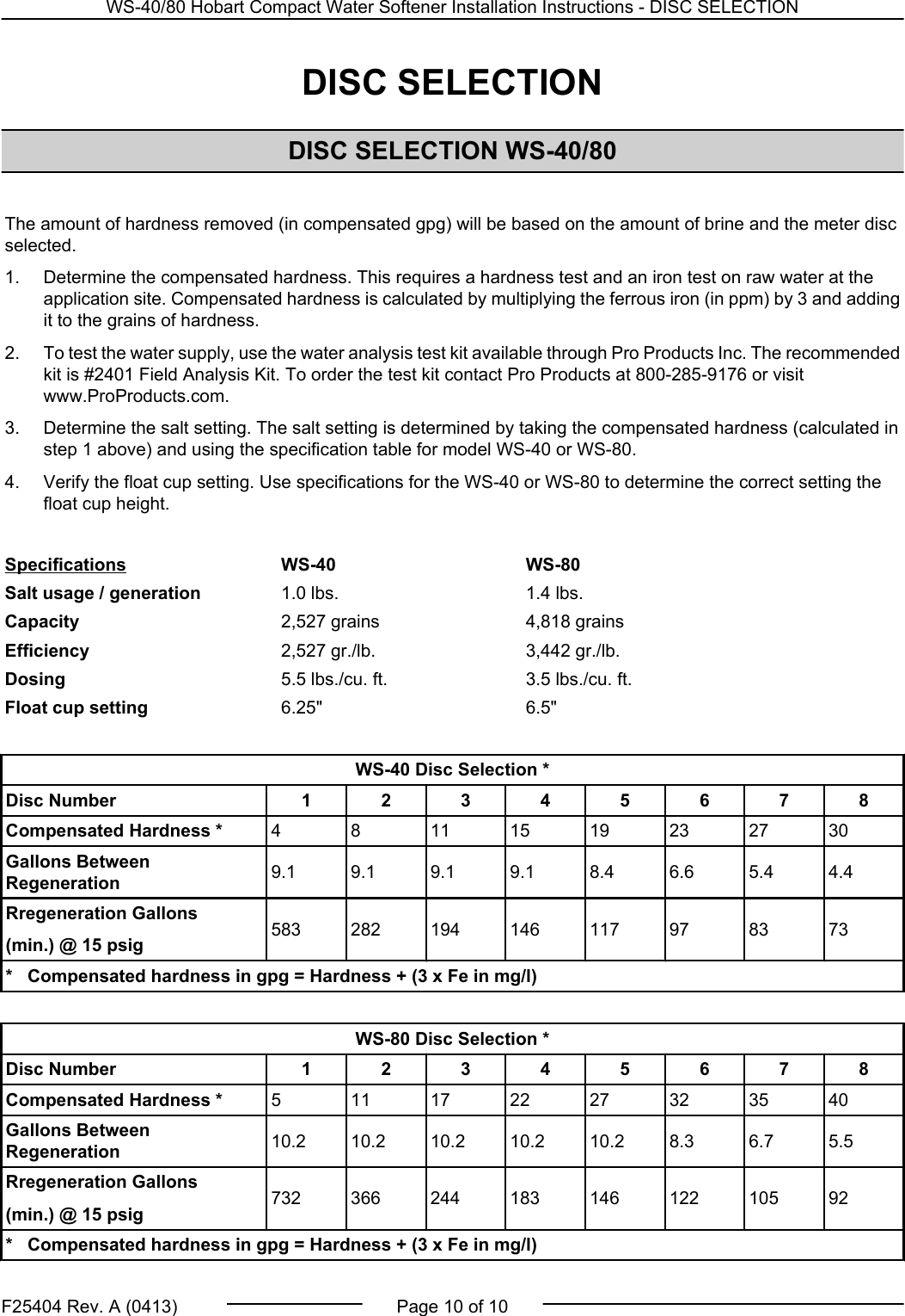 Page 10 of 10 - Hobart Hobart-Corp-Water-System-Ws-40-Users-Manual-  Hobart-corp-water-system-ws-40-users-manual