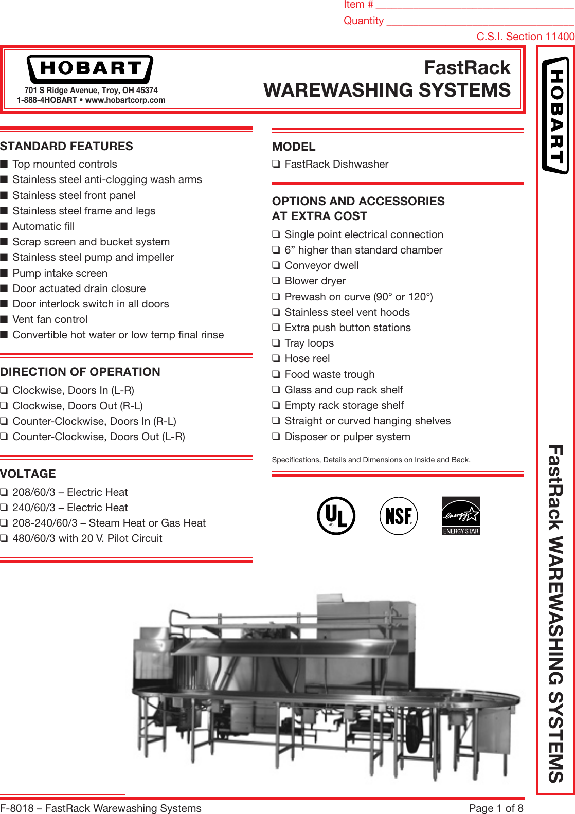 Page 1 of 8 - Hobart Hobart-Fastrack-F-8018-Users-Manual- F-8018(12-07) Hobart-fastrack-f-8018-users-manual