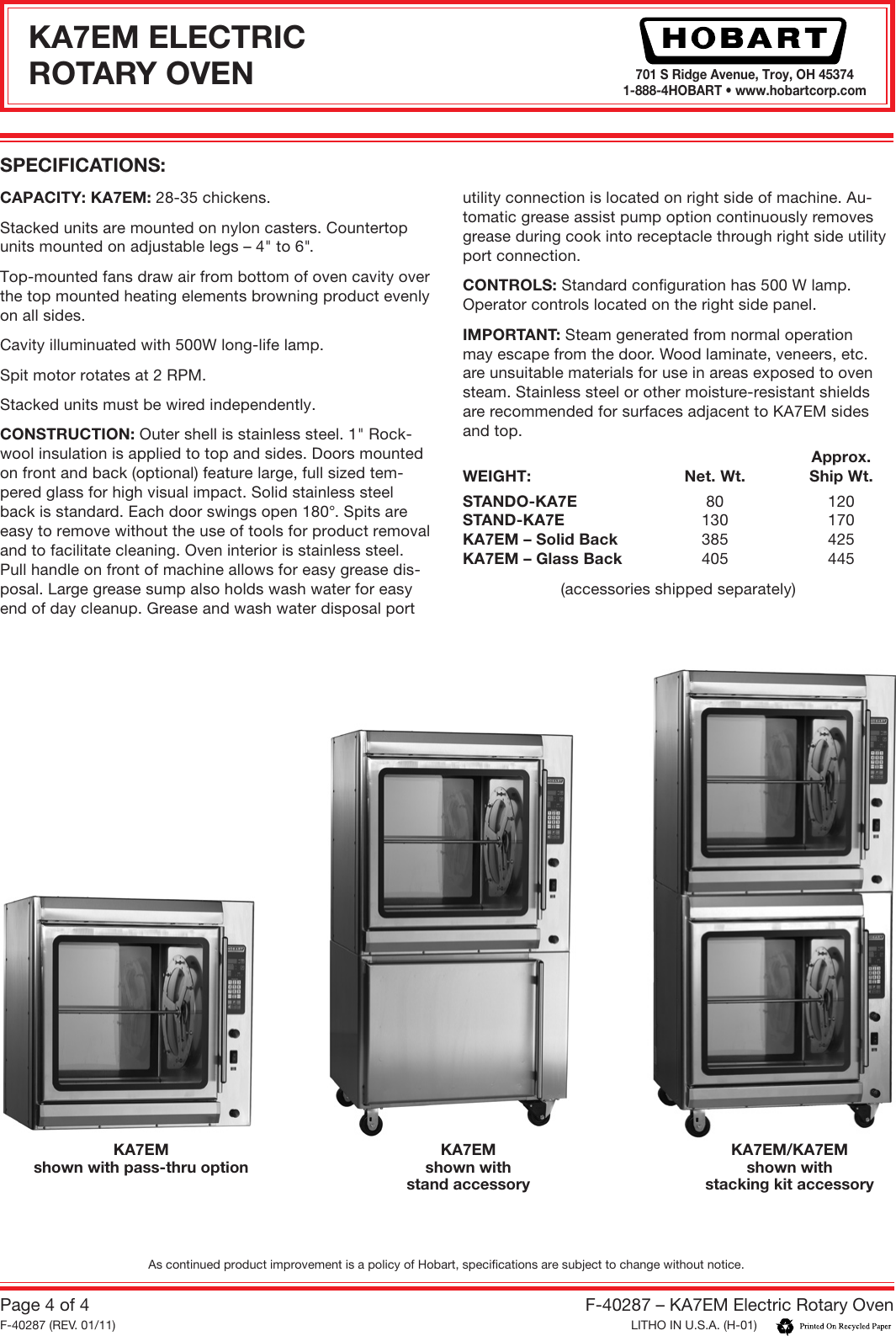 Page 4 of 4 - Hobart Hobart-Ka7Em-Users-Manual-  Hobart-ka7em-users-manual