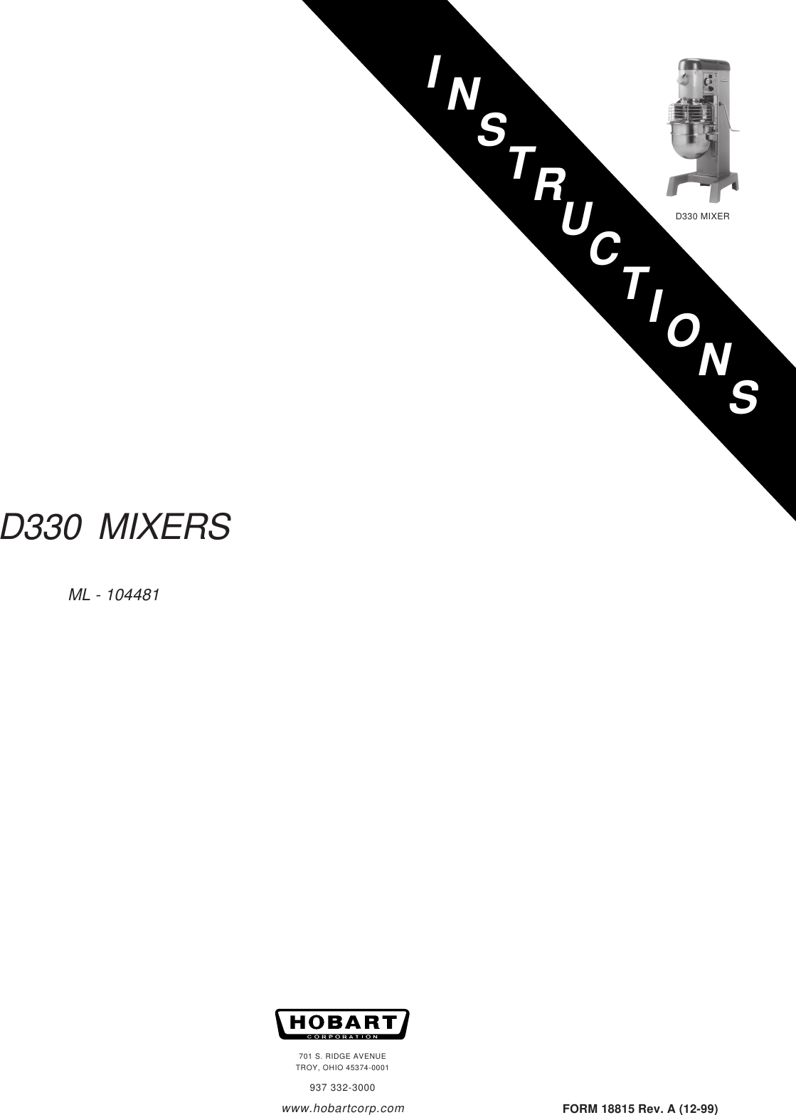 Hobart D330 Mixer Wiring Diagram Wiring Diagram