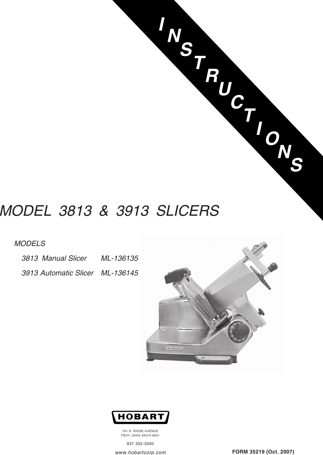 Page 1 of 12 - Hobart Hobart-Ml-136135-Users-Manual-  Hobart-ml-136135-users-manual