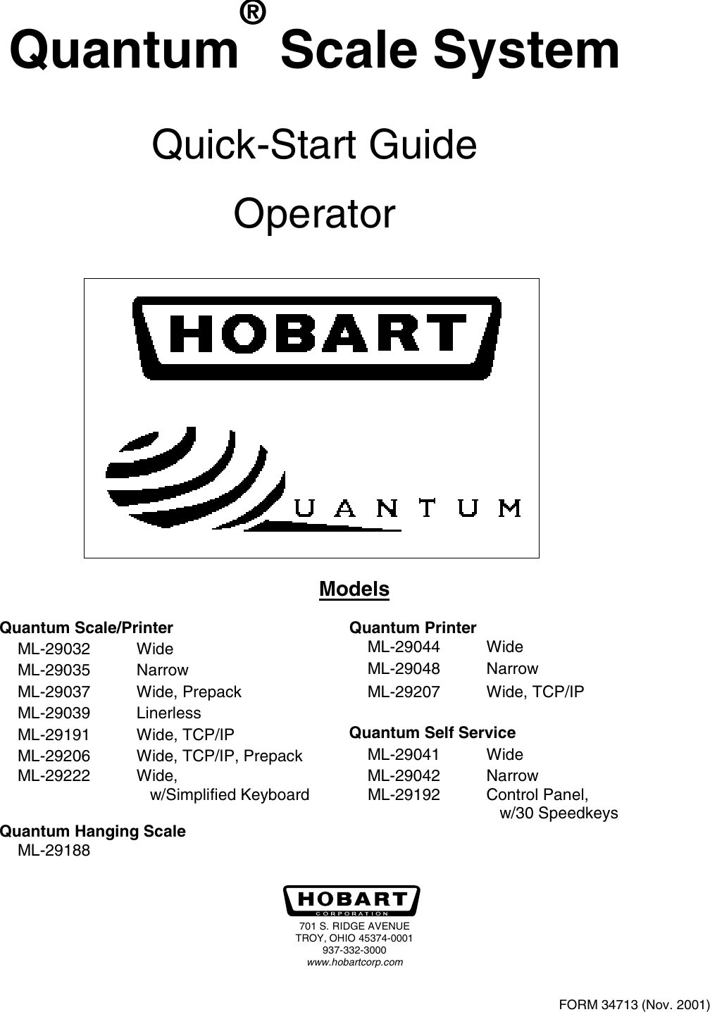 Page 1 of 8 - Hobart Hobart-Ml-29041-Users-Manual-  Hobart-ml-29041-users-manual