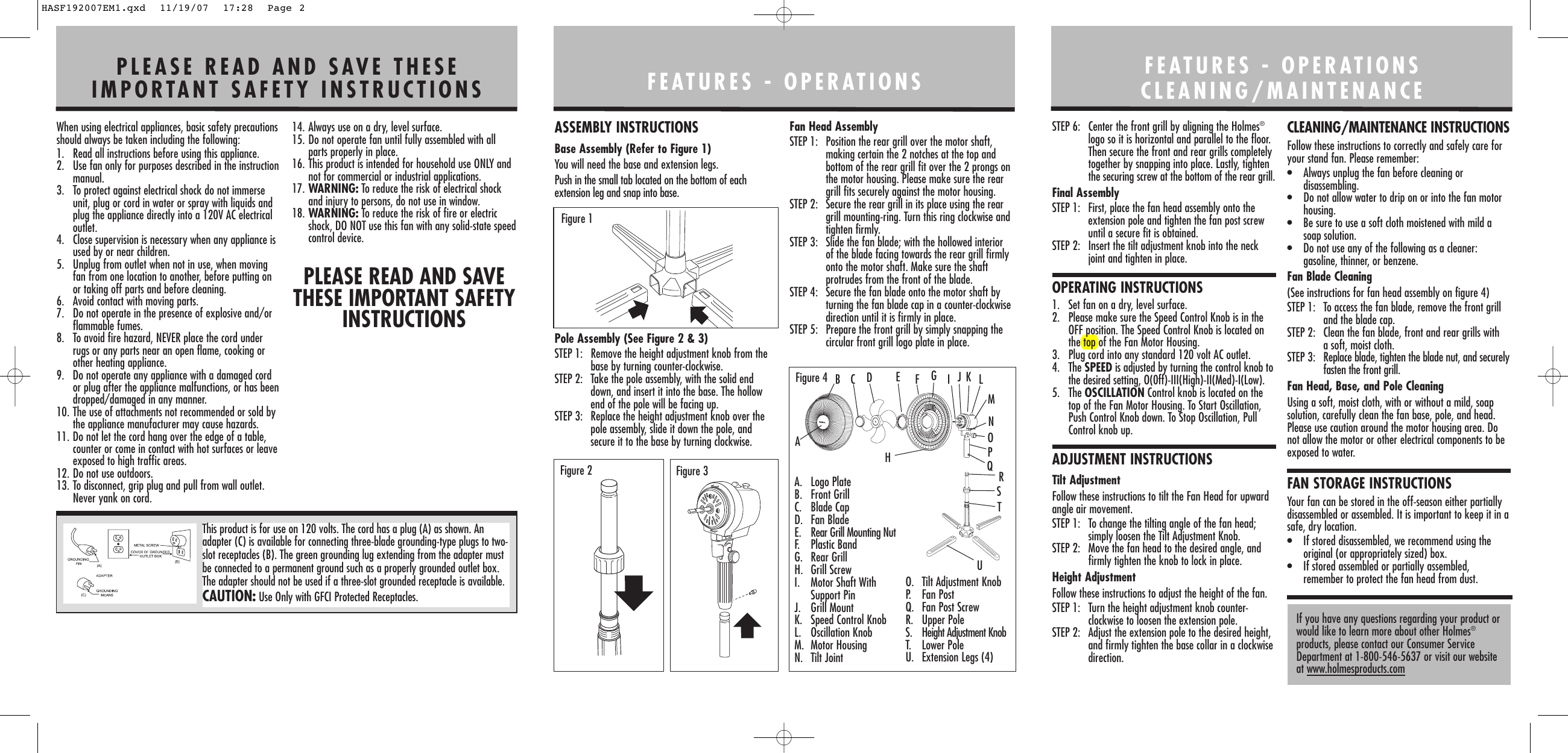 Page 2 of 2 - Holmes Holmes-Hasf1920-Users-Manual- HASF192007EM1  Holmes-hasf1920-users-manual