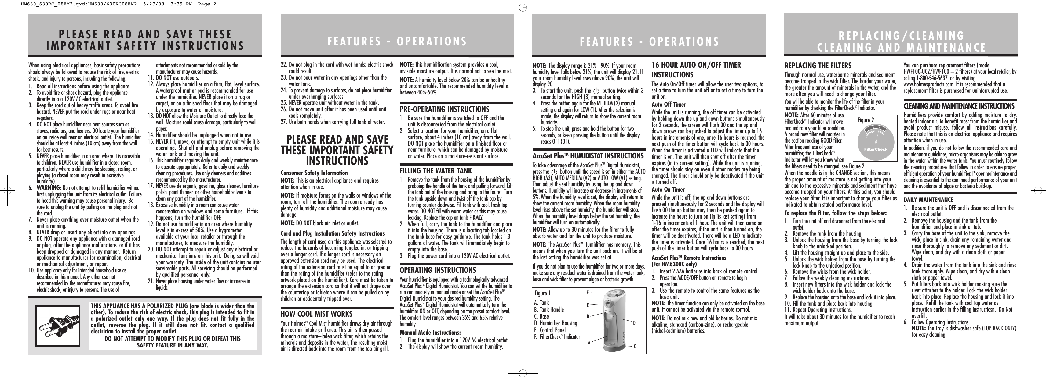 Page 2 of 2 - Holmes Holmes-Hm630-U-Users-Manual- HM630_630RC_08EM2  Holmes-hm630-u-users-manual