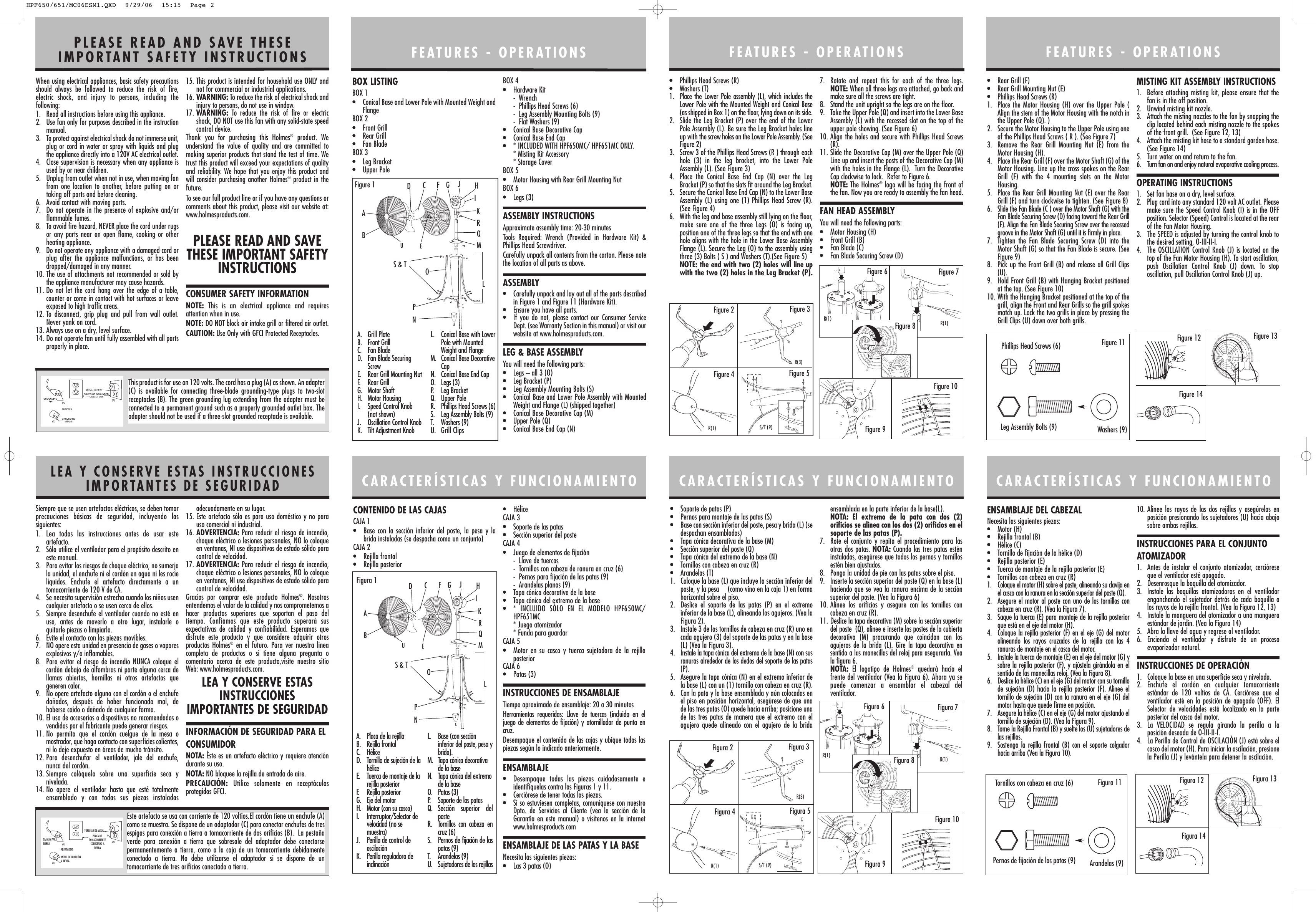 Page 2 of 2 - Holmes Holmes-Hpf650-Users-Manual- HPF650/651/MC06ESM1  Holmes-hpf650-users-manual