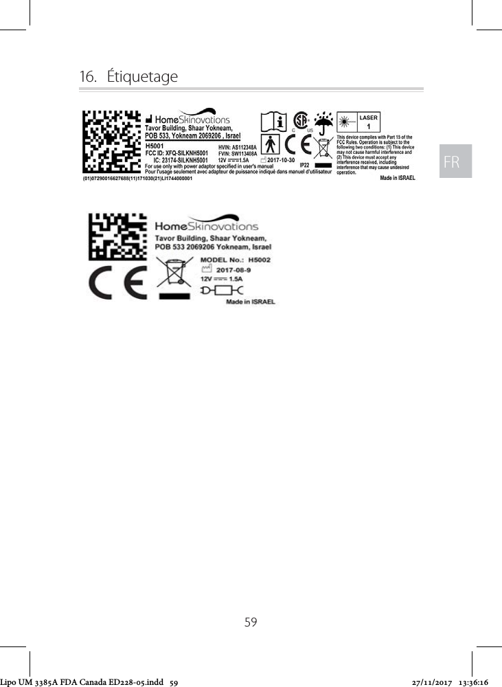 FRFR5916.  ÉtiquetageLipo UM 3385A FDA Canada ED228-05.indd   59 27/11/2017   13:36:16