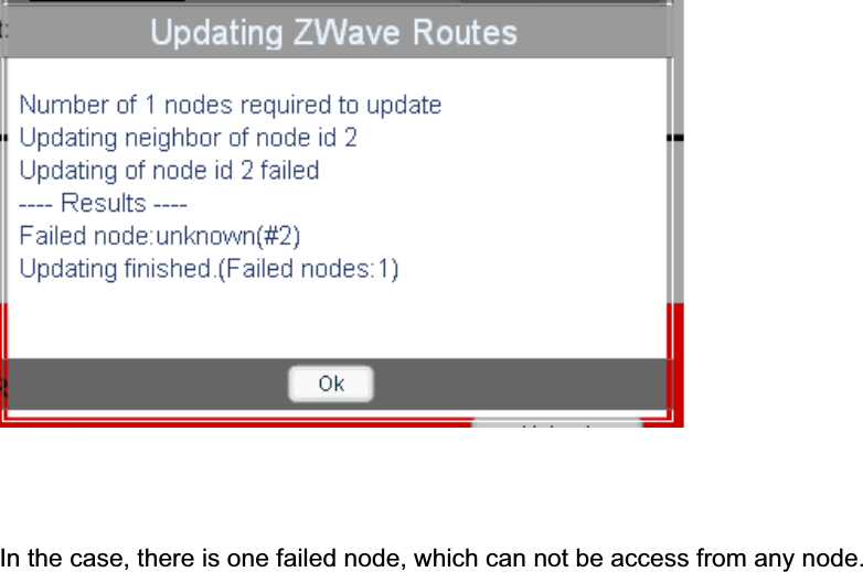 In the case, there is one failed node, which can not be access from any node.