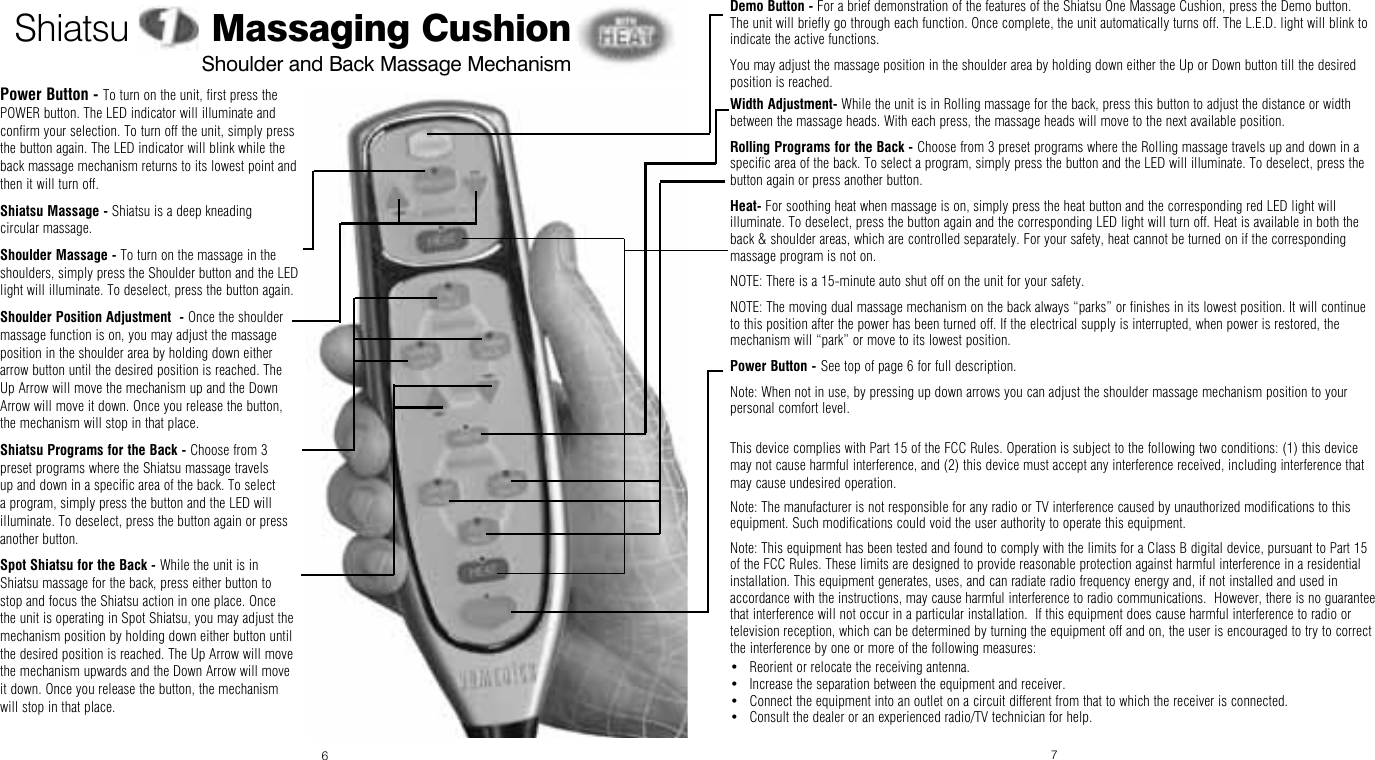 Page 4 of 8 - Homedics Homedics-Shiatsu-Sbm-500H-Users-Manual-  Homedics-shiatsu-sbm-500h-users-manual