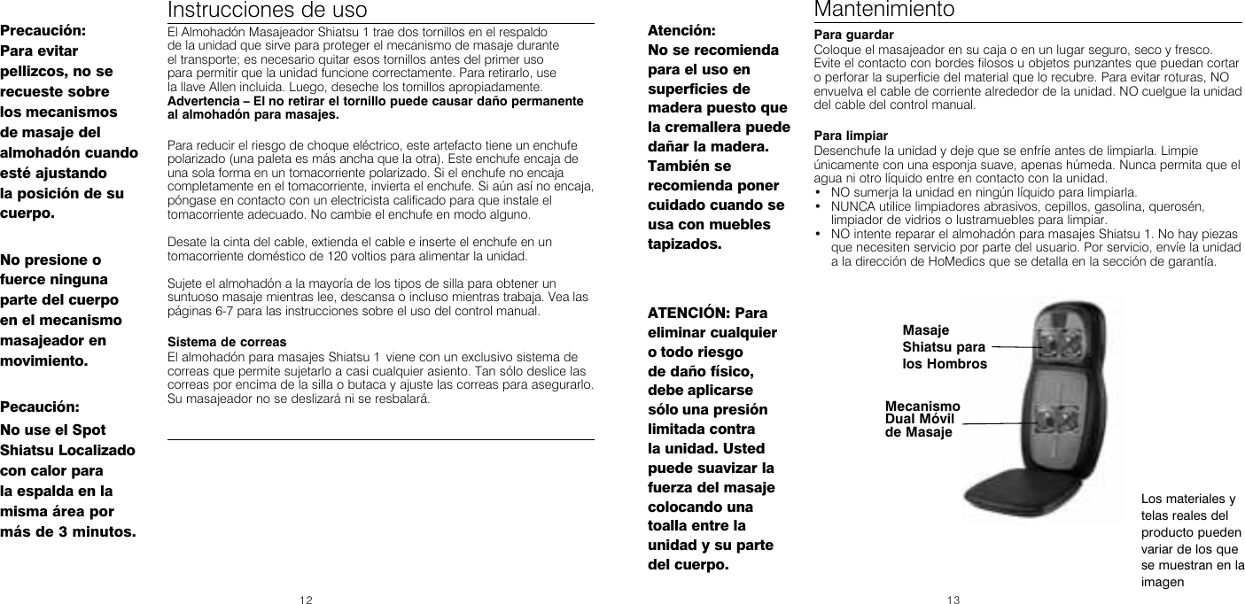 Page 7 of 8 - Homedics Homedics-Shiatsu-Sbm-500H-Users-Manual-  Homedics-shiatsu-sbm-500h-users-manual