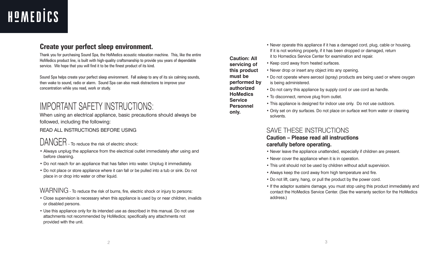 Page 2 of 10 - Homedics Homedics-Soundspa-Ib-Ss4000B-Users-Manual- SS-4000 Homedics-soundspa-ib-ss4000b-users-manual